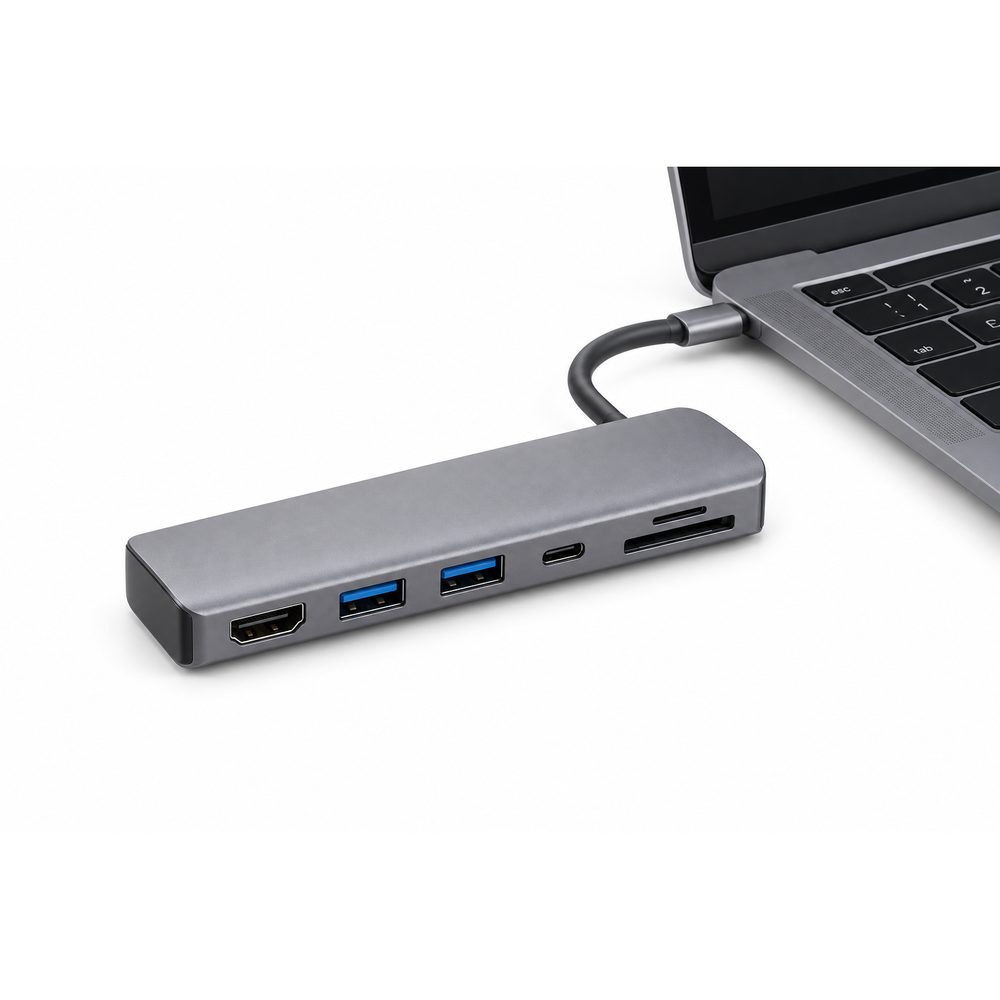 7-in-1 USB-C Hub with 4K HDMI, Compatible with Type-C Laptops
